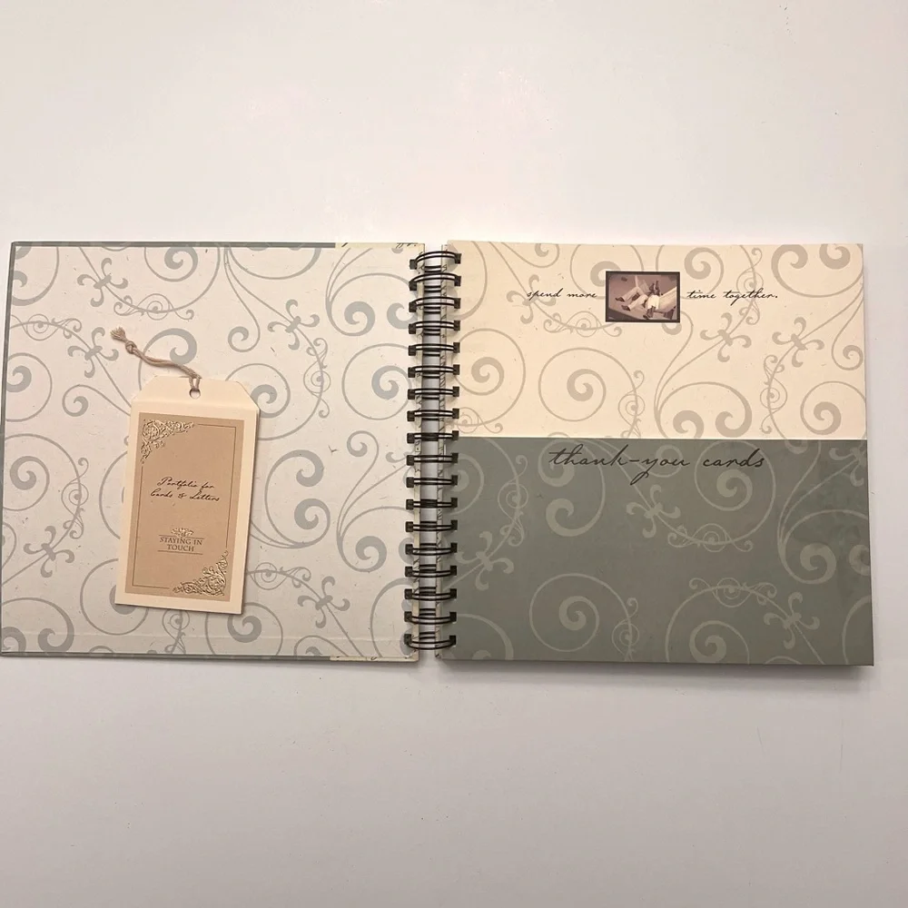 Unique Green & Cream Portfolio for Cards & Letters a Pocket for Each Month NWOT